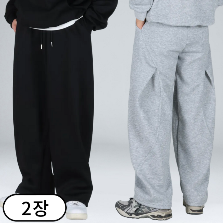 11 남자 커브드 절개 스판 밴딩 와이드 팬츠 트레이닝 바지 조거팬츠 67052