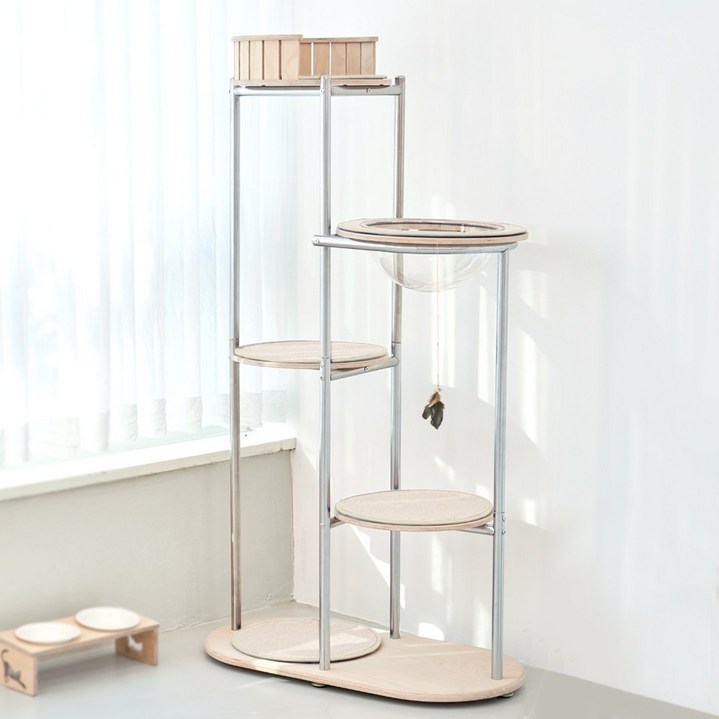 뽀떼 새나 캣타워 원목 미니 대형 캣폴 스테인레스 스틸, 1개, 내추럴