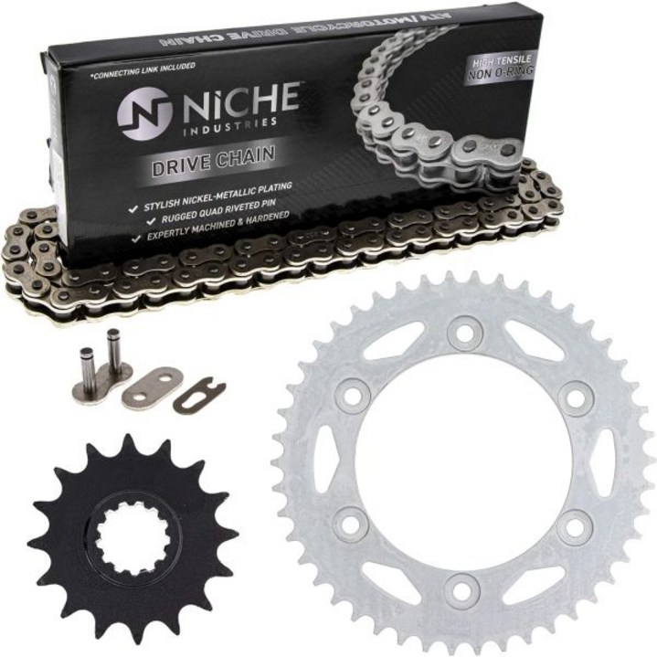 NICHE 혼다 CBR600F4i용 틈새 드라이브 스프로킷 체인 콤보 전면 16 후면 46 치아 520V O링 108 링크 NICHE 혼다 CBR600F4i용 틈새 드라이브 스프로킷 체인 콤보 전면 16 후면 46 치아 520V O링 108 링크