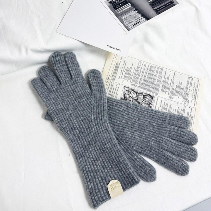 더히 여성 스마트폰터치 핑거홀 울 니트 롱장갑 아미먼트
