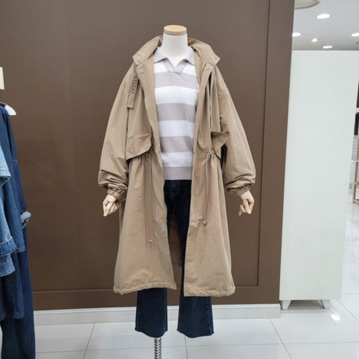 시에로 OSLO 테잎 후드야상 롱점퍼SI3JPF151BE