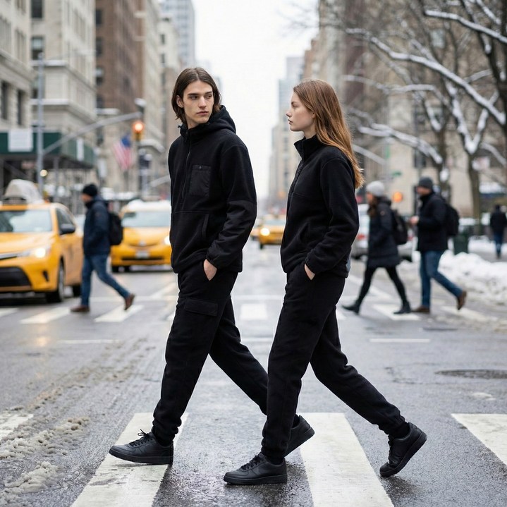 케이스위스 남녀공용 후리스 상하세트 기모 아노락집업+조거팬츠