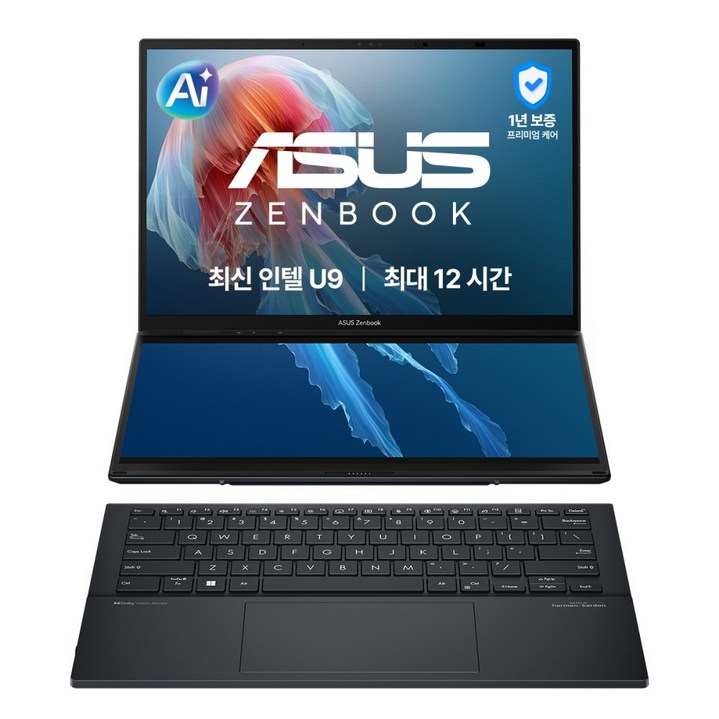 에이수스 2026 젠북듀오 14 OLED FHD 인텔코어 Ultra9, UX8406CA-QL291W, WIN11 Home, 32GB, 2TB, 잉크웰 그레이