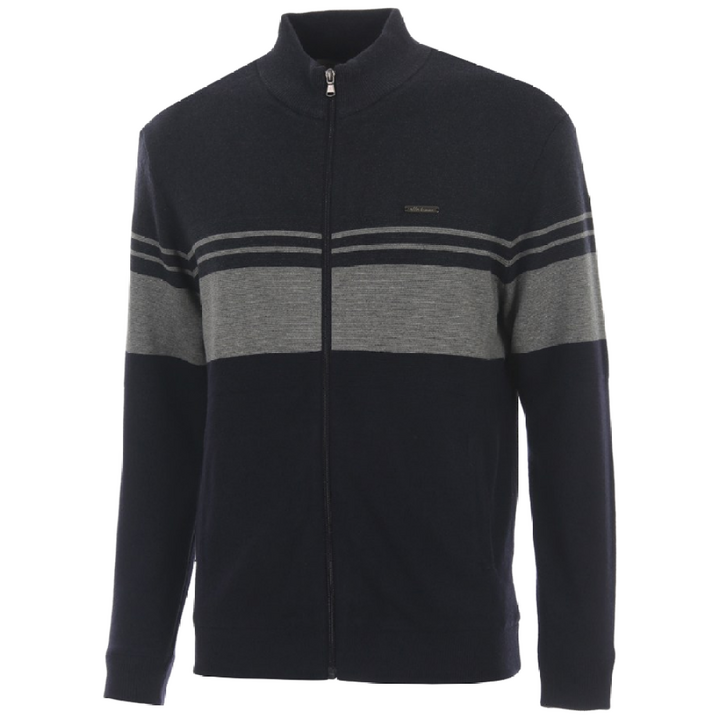 엘르 남성 캐주얼 블럭 배색 방풍 니트 집업 65400