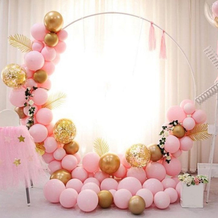 돌잔치풍선 블럭마트 돌잔치 나뭇잎포인트 생일파티풍선세트, 핑크