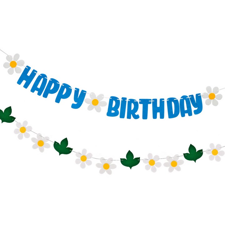 파티쇼 생일파티 데이지 가랜드  플라워 잎사귀 세트