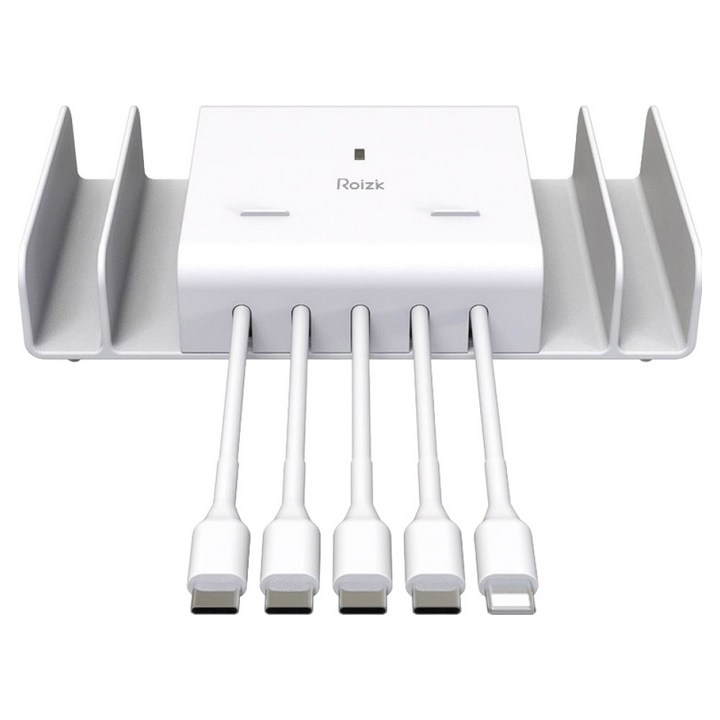 로이직 5포트 고속 멀티충전기 C타입 4p  8핀 1p, 화이트, 1세트