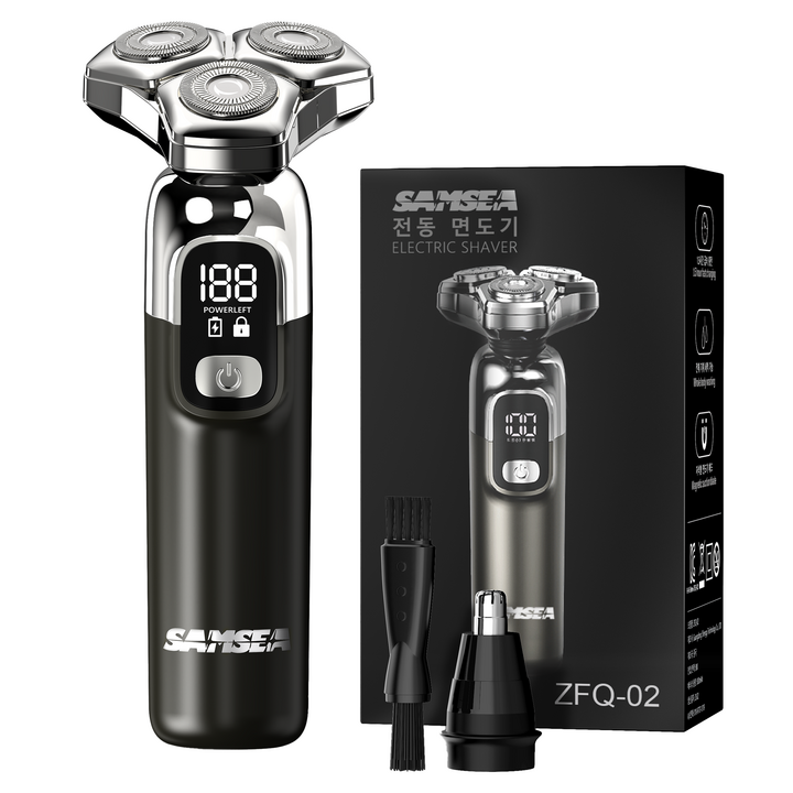 SAMSEA 자석 칼날 헤드 6방향 휴대용 2 in 1 8W 대출력 전기면도기, ZFQ-02, 블랙