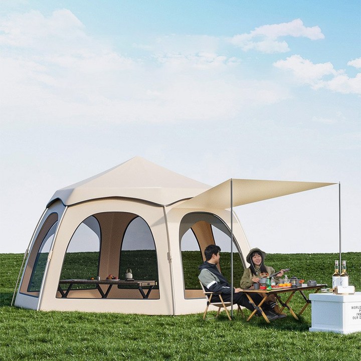 Surkat 원터치 육각 대공간 가족 텐트 대형 육각 돔텐트 자동 캠핑그늘막텐트