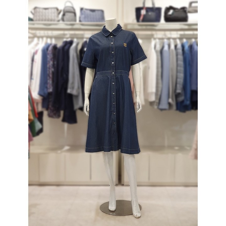 크로커다일레이디 셔츠카라넥 플레어 데님 원피스 CLDMOP105