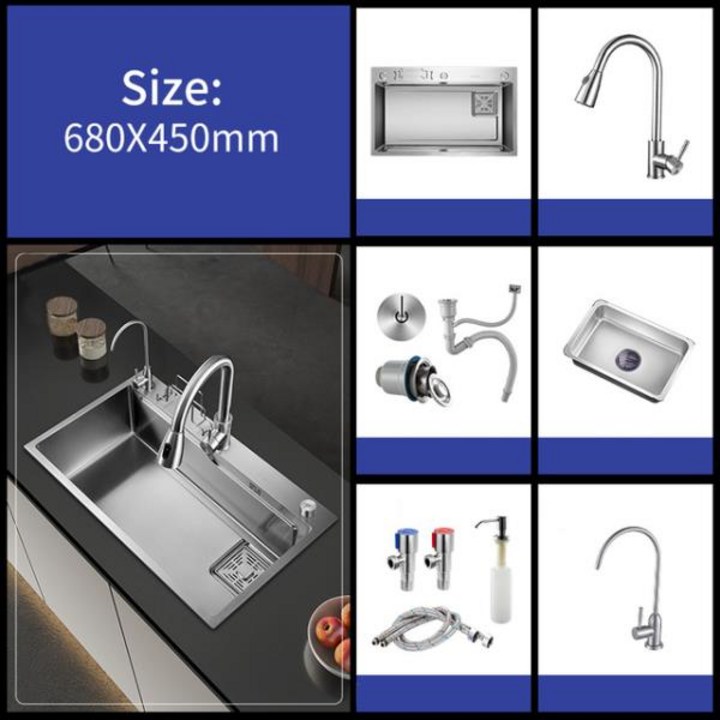 304 스테인레스 스틸 대형 싱글 슬롯 주방 싱크대 접시 야채 세면대 그릇 Udermount 탑 마운트 드레인 액세