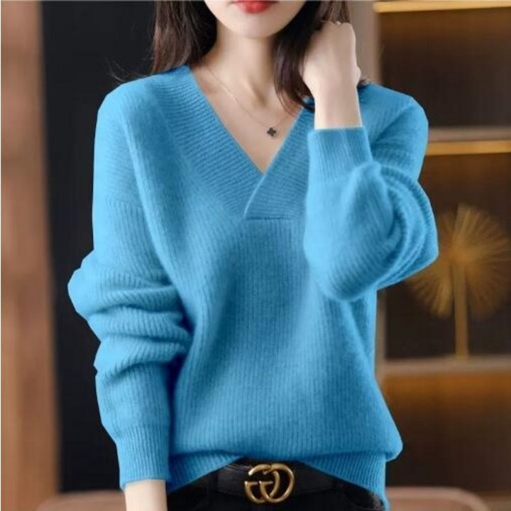 다즈몰 히츠브이넥니트 보들 브이넥 니트 컬러풀 상의