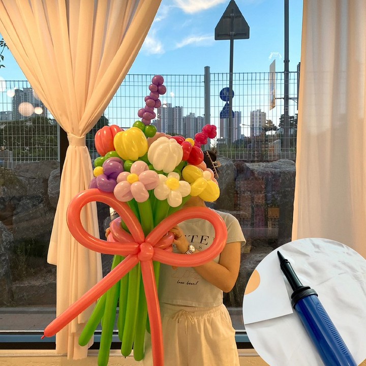 풍선아트 DIY 요술풍선 대형 믹스 꽃다발 + 손펌프 by 파티아일랜드 기념일 이벤트