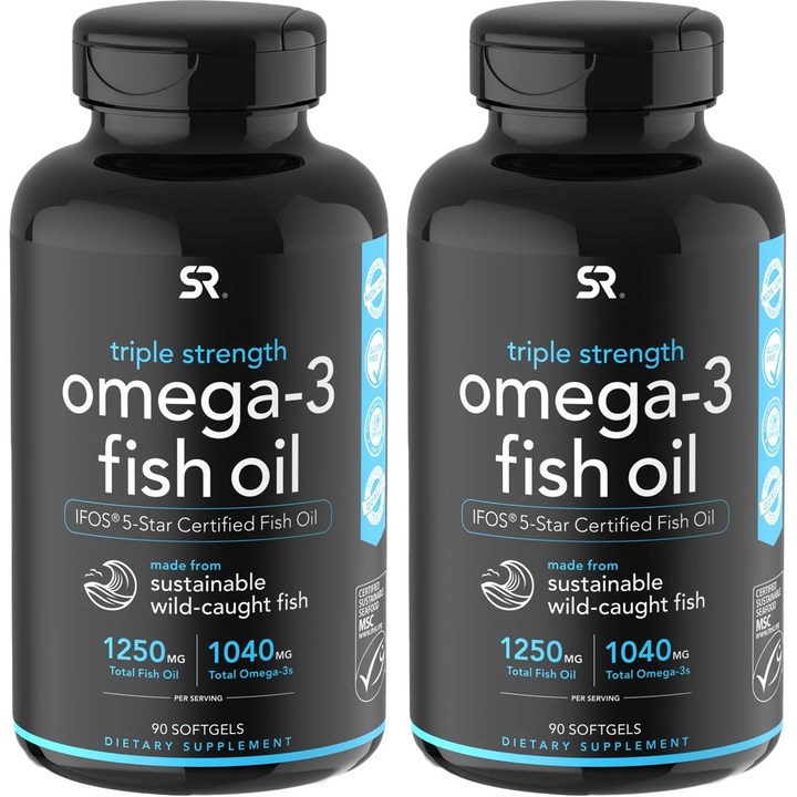 스포츠리서치 트리플 스트렝스 오메가-3 피쉬 오일 1250mg 소프트젤, 90개입, 2개