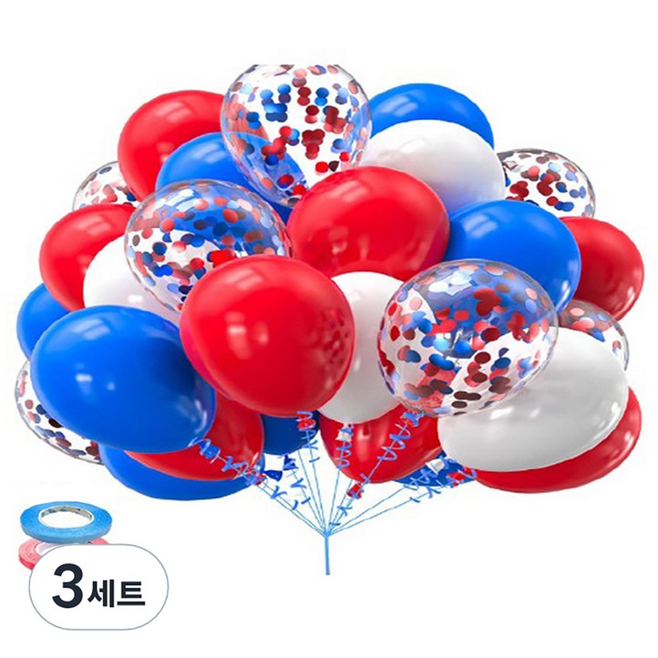 만들하비 컨페티 풍선 세트, 레드블루, 3세트