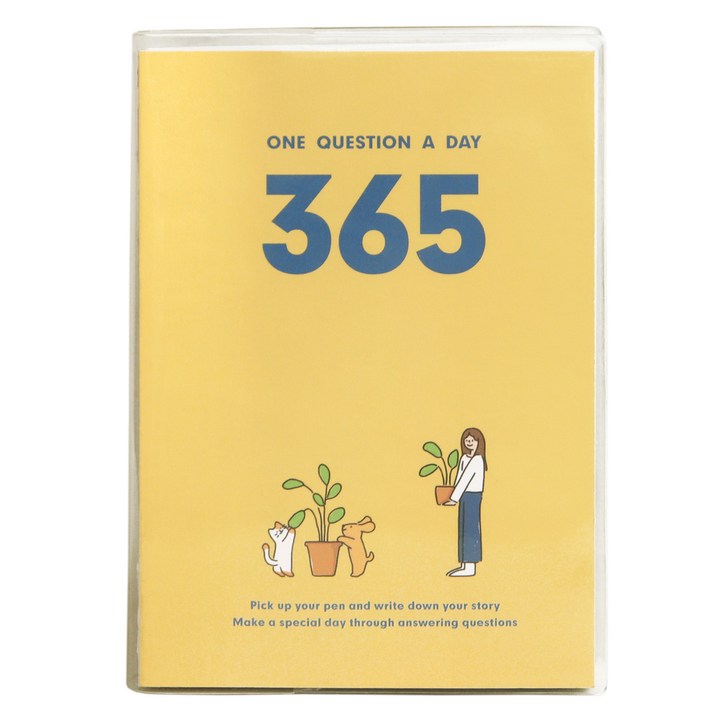 인디고 만년형 행복 질문 일기 365 QA 자문자답 데일리 다이어리, 옐로우, 1개