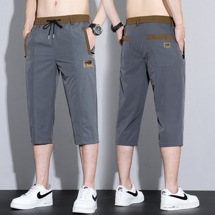 반바지 77p35 기비 여름바람 7부바지 남자 아이스 캐주얼 바지 중바지 얇은 바지