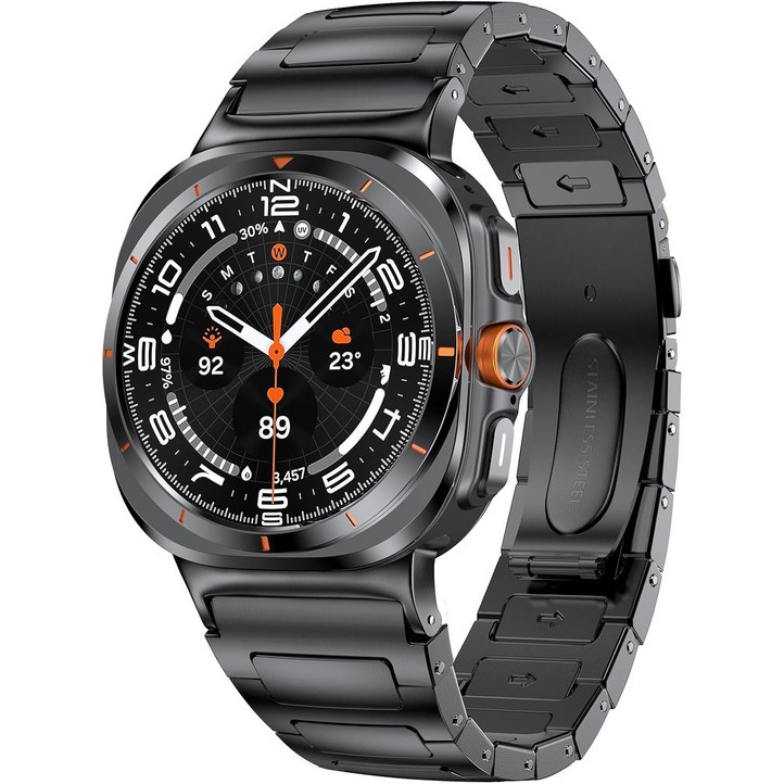 갤럭시워치7 울트라 갤럭시 워치 8 스테인리스 스틸 메탈 스트랩 47mm 밴드, 1개, 블랙 갤럭시워치7 울트라