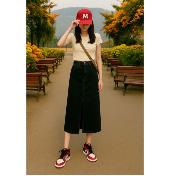 즈니마켓 날씬해보이는 청치마 여성 데님 데일리룩 스커트