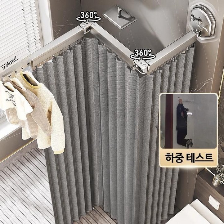 욕실 투명 방수 샤워커튼 접이식 흡착식 칸막이 샤워부스 화장실 분리 욕조용 고급 디자인 샤워커튼 설치 간편한 샤워커텐 세트