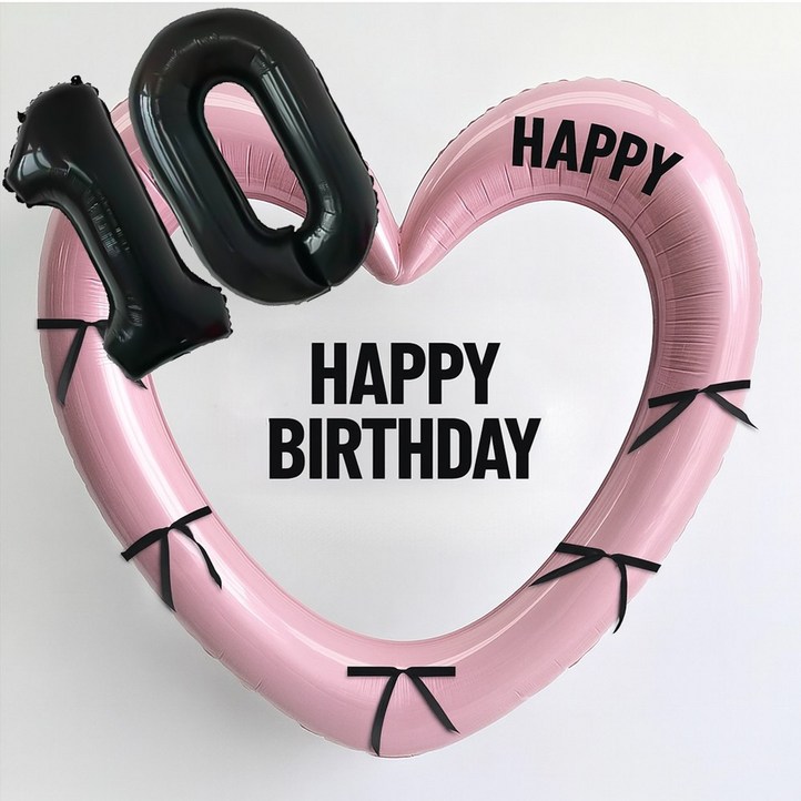 해피제이니 블랙 숫자 하트프레임 풍선 생일파티용품세트프리레터링 시트지 포함 포토존, 1세트, 10 핑크하트