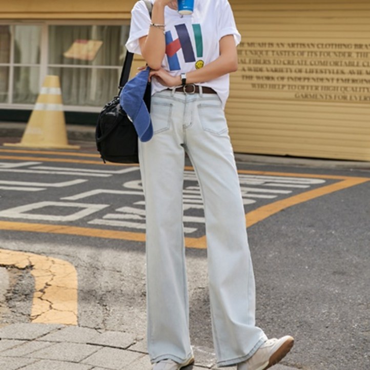 [나크21] (S~L)  앞포켓 포인트 와이드핏 데님팬츠 NK41-P-8