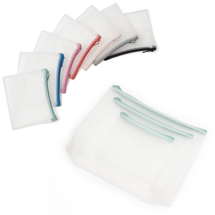 베베띵 말랑말랑 파우치 대중소 3종 세트 어린이집 파우치 준비물 반투명 방수 파우치 기저귀 여벌옷 약 식판 양치컵