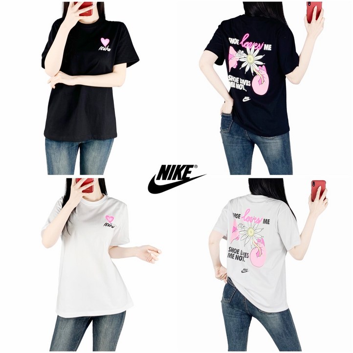 나이키 플라워 면 반팔 남여공용 단체 커플 AH