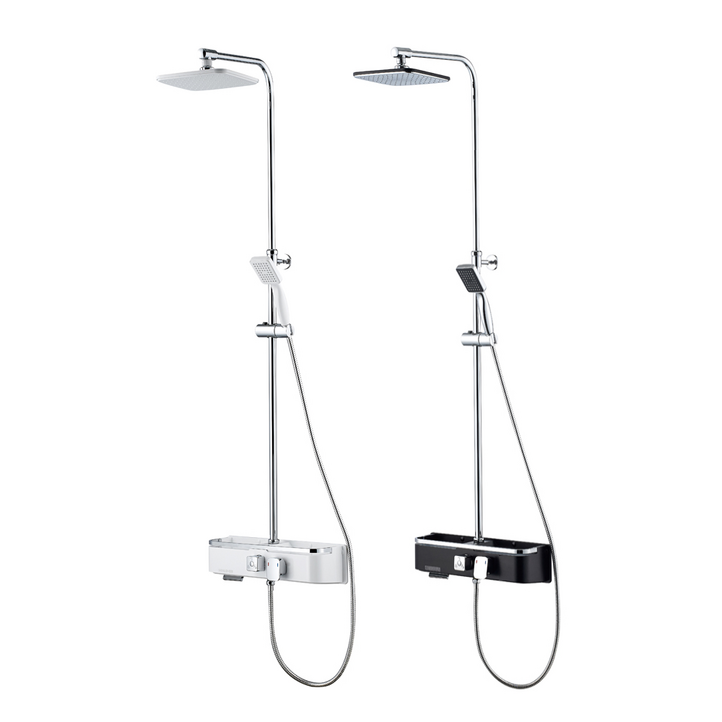 바스럽 국산 무타공 선반형 해바라기 샤워기 기존 타공 사용 가능, 블랙, 1개