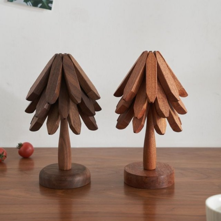 트리 냄비받침 원목 우드 캠핑 접이식 냄비받침대 집들이선물 답례품 유료 각인 호두나무