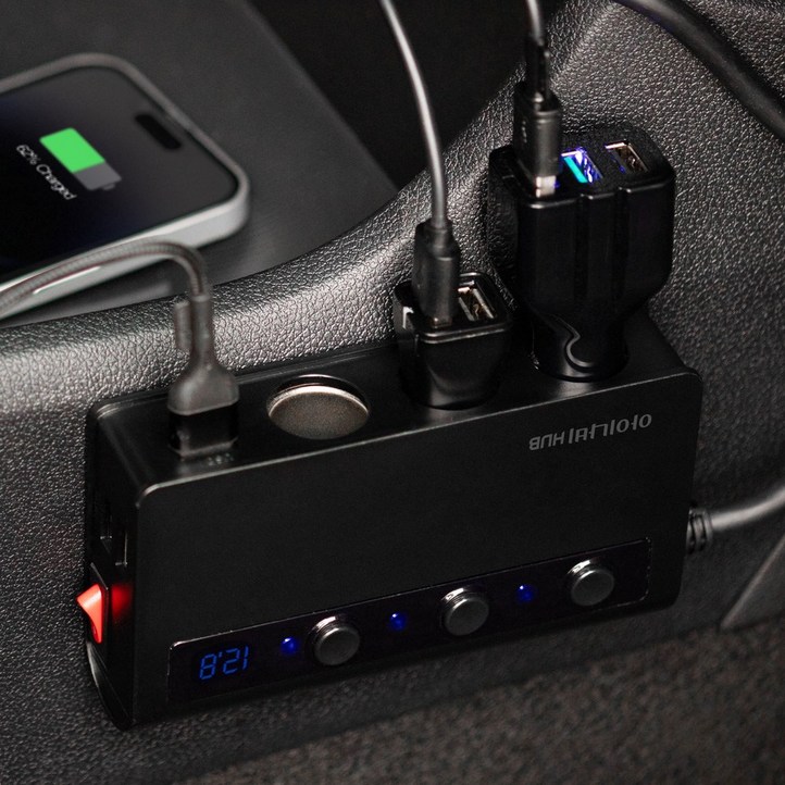 아이나비 고속 150W 7in1 동시7대충전 차량용 멀티소켓 시거잭 충전기 ISCMHP01, 1개