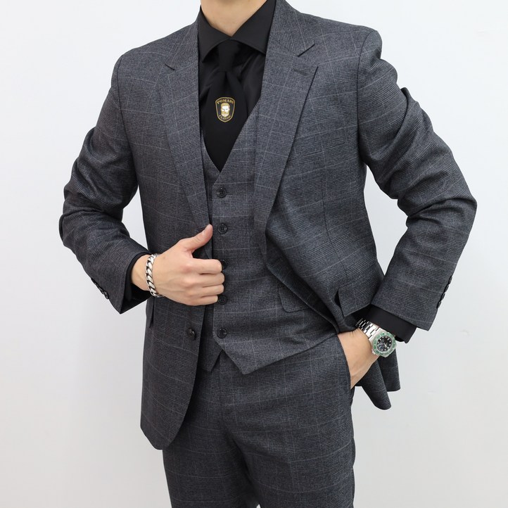 빅사이즈 남성 3피스 정장 세트 110130 슬림핏 베스트 포함 결혼식 면접 수트