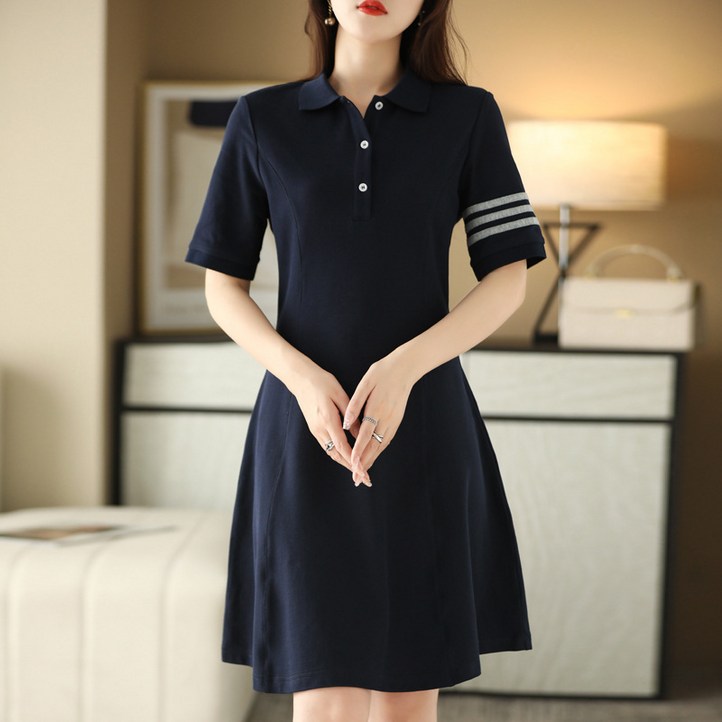 요우니 여성 버튼다운 카라넥 캐주얼 슬림핏 반팔 미디 골프 원피스 요우니 여성 버튼다운 카라넥 캐주얼 슬림핏 반팔 미디 골프 원피스