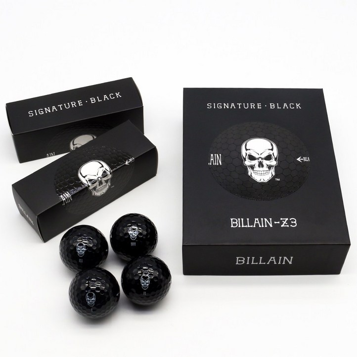 Ver.26 고탄력골프공 BILLAINZ3 BLACK 빌런Z3 검정색 시그니처 블랙 3피스 우레탄 12구 세트, 블랙, 1세트, 12개입