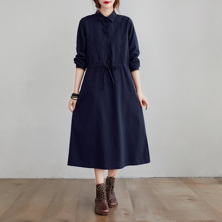 샤이닝포인츠 여성 원피스 빅사이즈 롱원피스 린넨원피스 가을 원피스