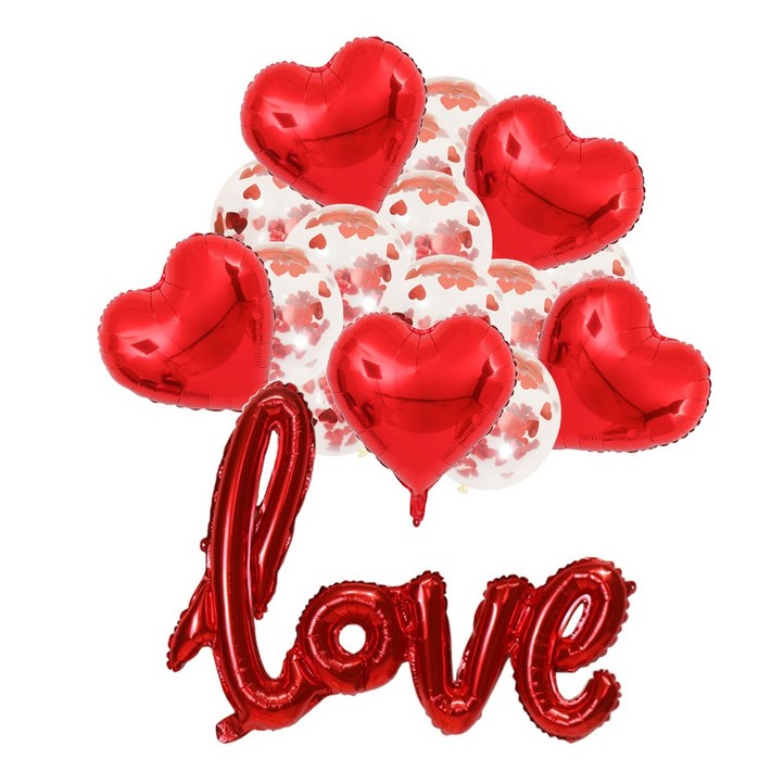 love 하트 은박풍선 컨페티 혼합풍선 파티용품세트 에브리띵스마일 1228, 1세트, 레드 컨페티 풍선 love 하트 은박풍선 컨페티 혼합풍선 파티용품세트 에브리띵스마일 1228, 1세트, 레드 컨페티 풍선