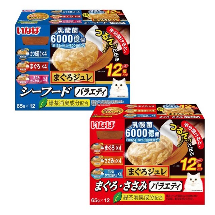 리뉴얼 nanaharu 이나바 마구로쥬레 유산균 버라이어티 65g x 12입, 2종 콤보, 1개