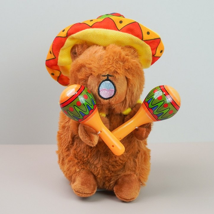 토이토 마라카스 카피바라 말하는 인형 춤추는 녹음인형, 1개, 브라운, 180mm