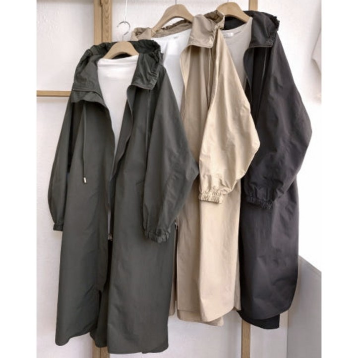 벨라핏데이 여성용 후드 허리스트링 바람막이 야상점퍼