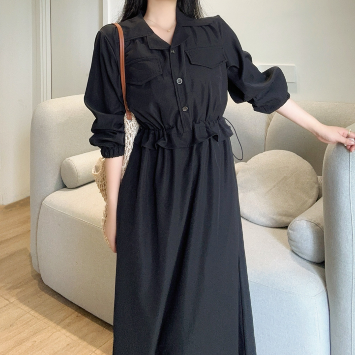 MUMUM 여성 빅사이즈 봄 가을 롱 원피스 하객룩 5588