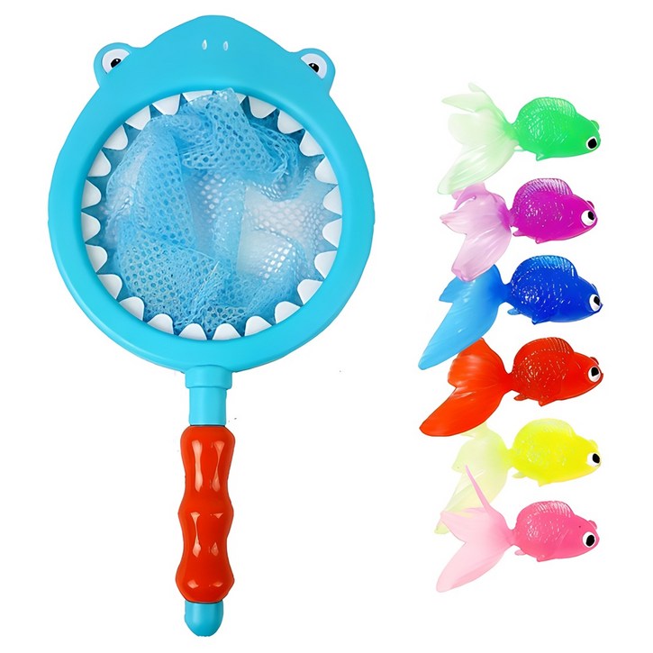 상어 뜰채  금붕어 6종 목욕놀이완구 세트, 혼합색상, 1세트