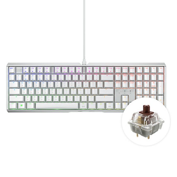 체리키보드 MX 3.1 RGB MX2A 축 게이밍 기계식 키보드, 갈축, 화이트, G803890HIAKR0 체리키보드 MX 3.1 RGB MX2A 축 게이밍 기계식 키보드, 갈축, 화이트, G803890HIAKR0