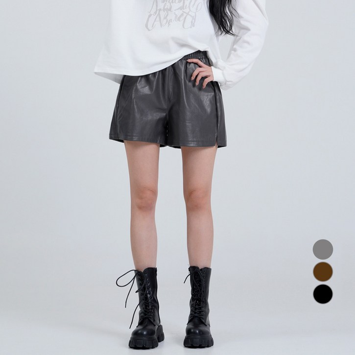 코튼클로젯 여성용 레더 뒷밴딩 3부 반바지 코튼클로젯 여성용 레더 뒷밴딩 3부 반바지