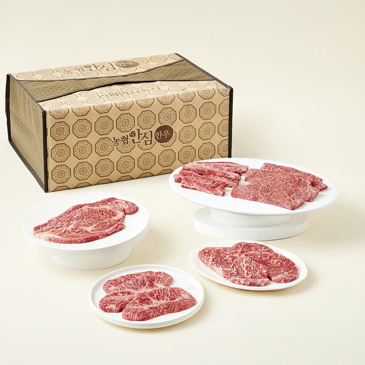 농협안심한우 1등급 안심특선 23호 총1kg 등심200g  채끝200g  갈비살200g  부채살200g  살치살200g, 1세트