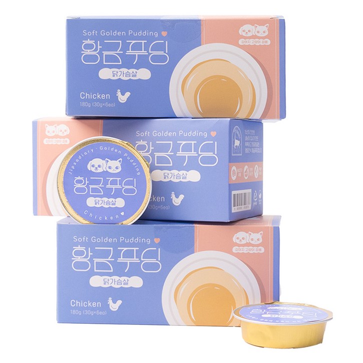 집사일기 반려동물 황금푸딩 간식 미니캔, 닭가슴살, 180g, 18개