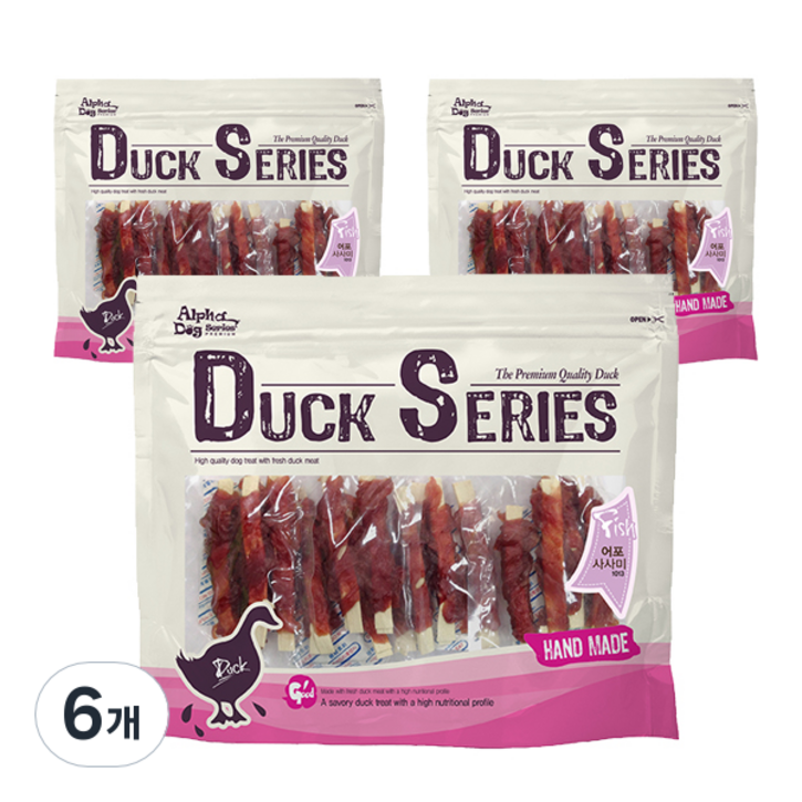 알파독 반려동물 어포 간식 180g, 오리 + 사사미 혼합맛, 6개