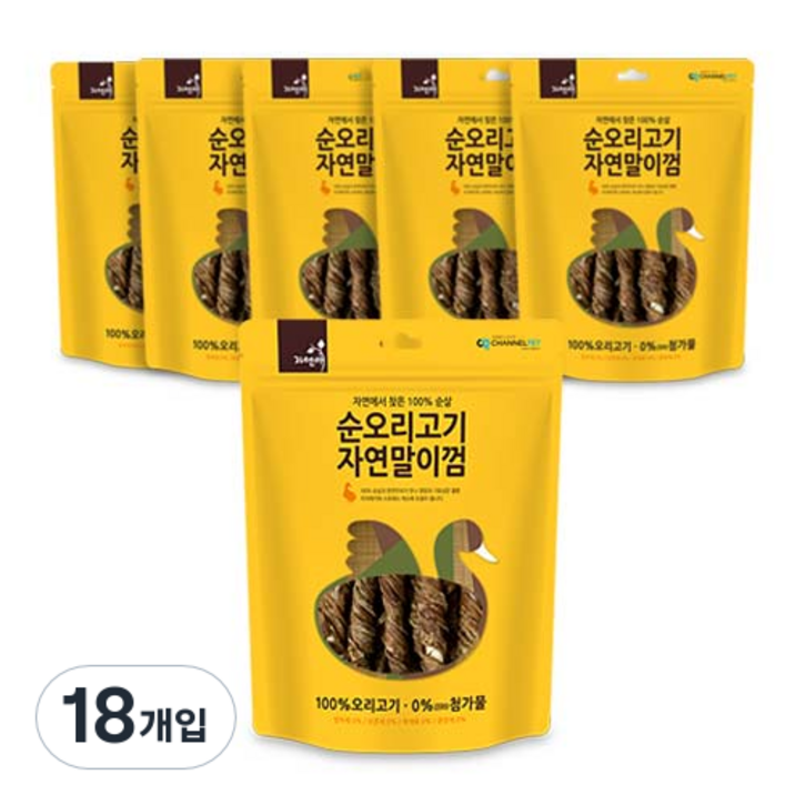 자연애 강아지간식 순오리고기 자연말이껌 50g, 순오리고기  자연말이 혼합맛, 18개입