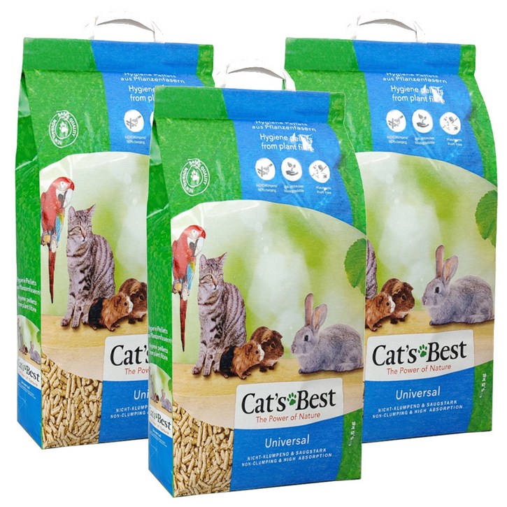 캣츠베스트 유니버셜 우드펠렛 베딩 고양이모래, 5.5kg, 3개, 나무향