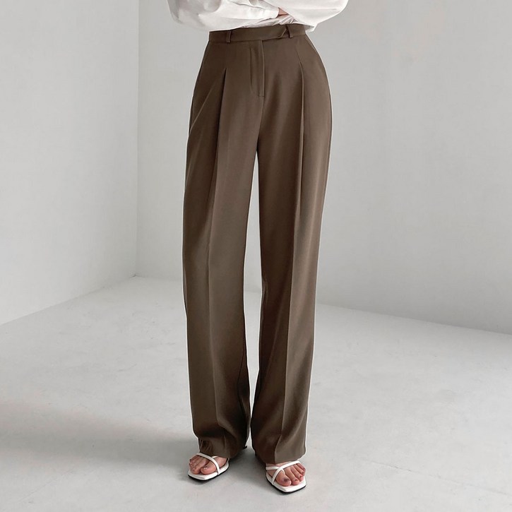 플랜데이 여성용 찰랑 히든 비조 세미와이드 슬랙스 숏