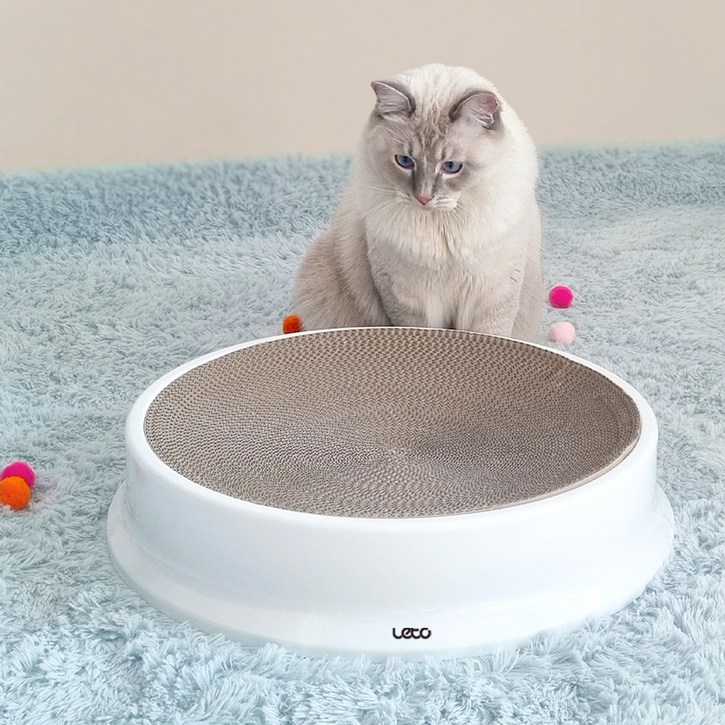 레토 고양이 원형 스크래쳐 특대형 50cm LPSCS02, 화이트, 1개